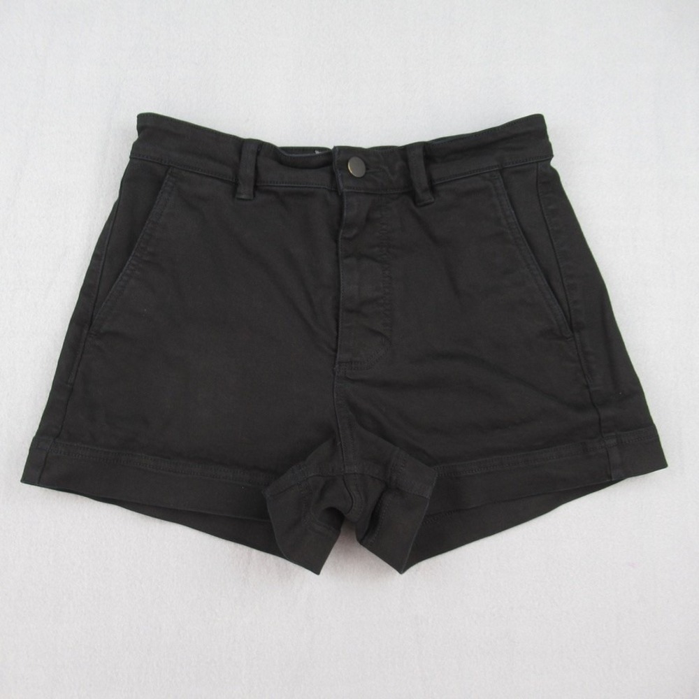 Everlane Shorts Women 4 Black High Rise Cuffed Cotton Stretch Chino PKT